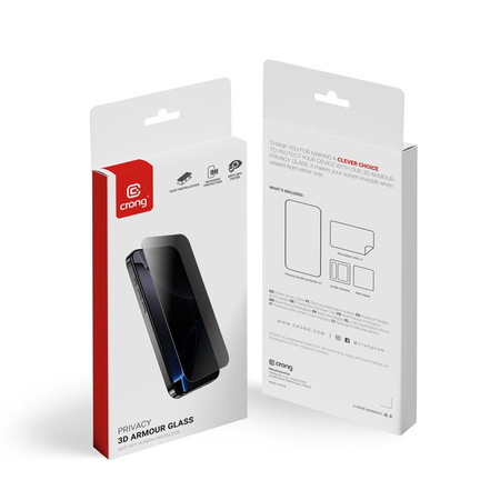 Crong Privacy 3D Armor Glass – Gehärtetes Sichtschutzglas für iPhone 17 Pro Max / iPhone 16 Pro Max