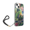 Guess Flower Cord - Etui avec dragonne iPhone 14 (bleu)