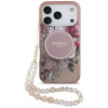 Guess IML Flowers Electro Pearl Strap MagSafe - Hülle iPhone 17 Pro (rosa)