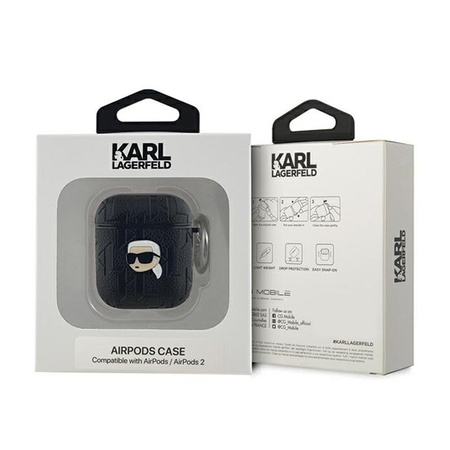 Karl Lagerfeld Monogram Karl Head - pouzdro na AirPods 1/2 generace (černé)