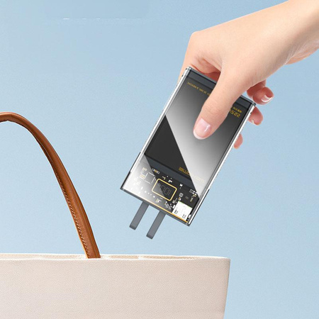 WEKOME WP-325 Vanguard Series - Power banka 20000 mAh Super nabíjení s vestavěným kabelem USB-C a Lightning PD 20W + QC 22,5W (černá / transparentní)