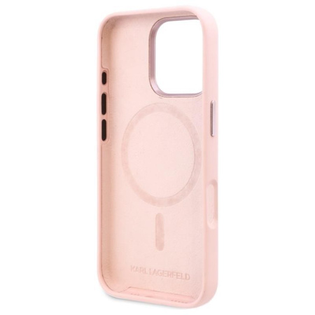 Karl Lagerfeld Silicone Shadow Metal Initial MagSafe - iPhone 16 Pro Case (pink)