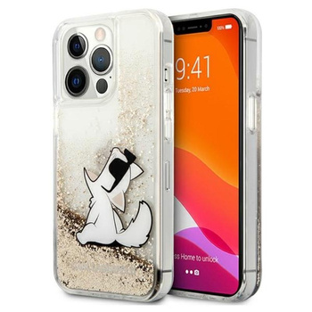 Karl Lagerfeld Liquid Glitter Choupette Fun - pouzdro pro iPhone 13 Pro (zlaté)