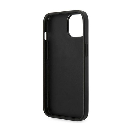 Guess Saffiano Metal Logo Stripes - Étui pour iPhone 14 (noir)