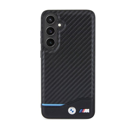 BMW Leder Carbon Blue Line - Tasche für Samsung Galaxy S24+ (schwarz)