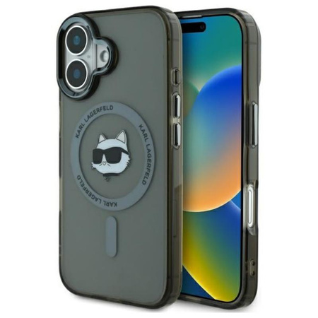 Karl Lagerfeld IML Metall Choupette Head MagSafe - iPhone 16 Plus Tasche (schwarz)