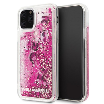Karl Lagerfeld Glitter Liquid Floatting Charms - pouzdro na iPhone 11 Pro (růžové plovoucí přívěsky)