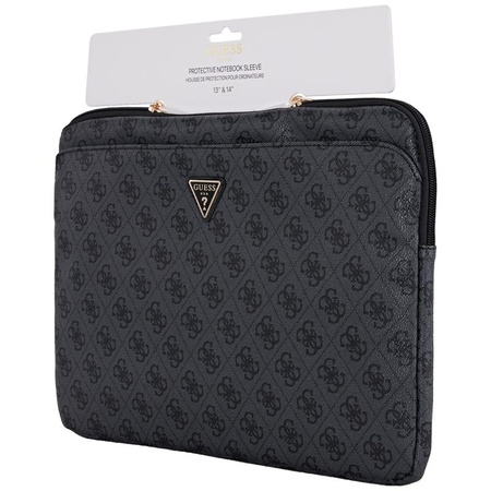 Pouzdro Guess 4G Zipper Pocket Triangle Logo Sleeve - 14" pouzdro na notebook (černé)