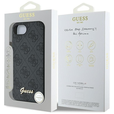 Guess 4G Script Logo MagSafe - Hülle für iPhone 16e (schwarz)