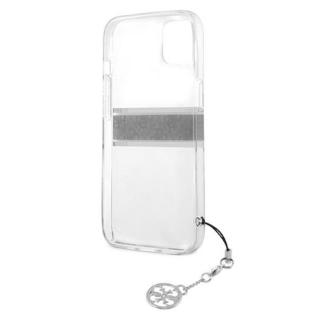 Guess 4G Stripe Grey Charm - Coque iPhone 13 (transparente)