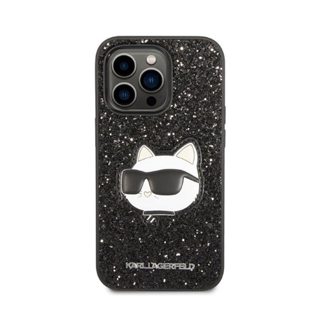 Karl Lagerfeld NFT Glitter Choupette Patch - pouzdro pro iPhone 14 Pro (černé)
