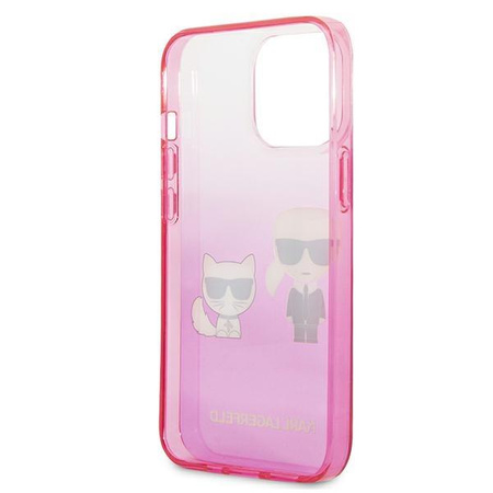 Karl Lagerfeld Farbverlauf Ikonik Karl & Choupette - iPhone 13 Pro Tasche (rosa)