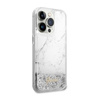 Guess Liquid Glitter Marble - Coque iPhone 14 Pro (Blanc)