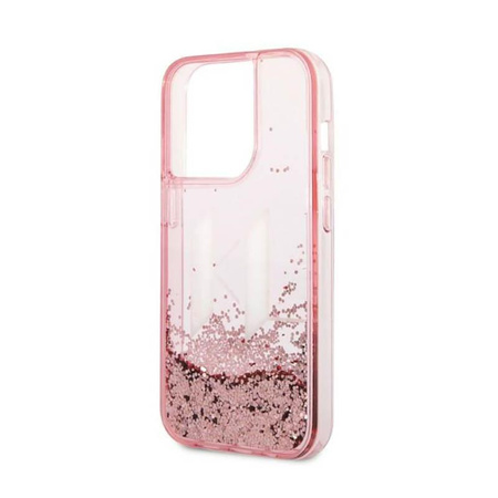 Karl Lagerfeld Liquid Glitter Big Logo Case - Coque pour iPhone 14 Pro Max (rose)