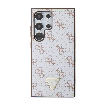 Guess 4G Triangle Metal Logo - pouzdro pro Samsung Galaxy S24 Ultra (bílé)