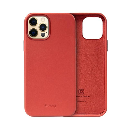 Crong Essential Cover - kožené pouzdro pro iPhone 12 Pro Max (červené)