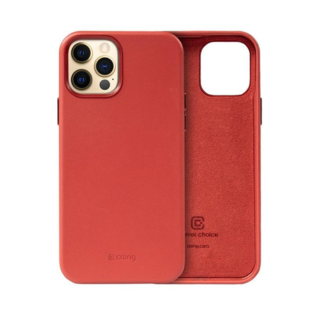 Crong Essential Cover - iPhone 12 Pro Max Hülle aus Kunstleder (Rot)