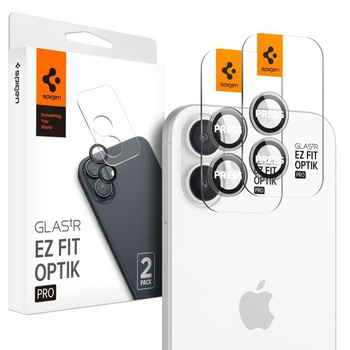 Spigen Optik Pro GLAS.TR EZ Fit Camera Protector 2-Pack - Szkło ochronne na obiektyw do iPhone 16 / 16 Plus (2 szt) (Przezroczysty)