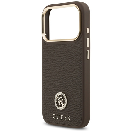 Guess Grained Strass Logo MagSafe - Pouzdro iPhone 17 Pro (hnědý)