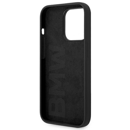 BMW Liquid Silicone Case Metal Logo - Coque pour iPhone 14 Pro Max (Noir)