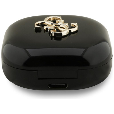 Guess 4G Metal Logo - Bluetooth TWS sluchátka + nabíjecí pouzdro (černá)