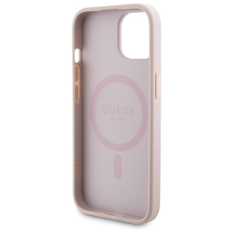 Guess Bundle Pack MagSafe 4G Metal Gold Logo - sada pouzdra + Power Bank 5000mAh MagSafe iPhone 15 (růžová)