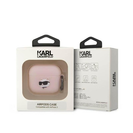 Karl Lagerfeld Silikonové pouzdro NFT Choupette Head 3D - AirPods 3 (růžové)