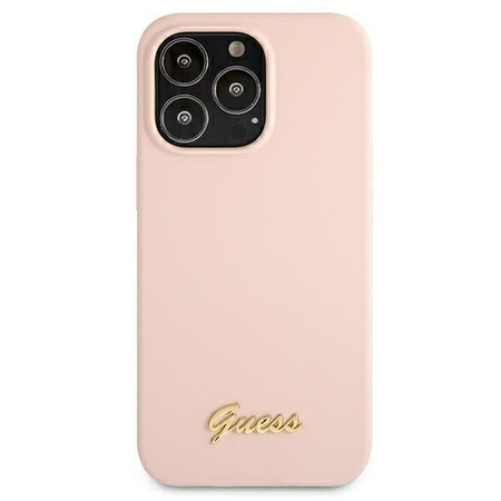 Guess szilikon Script MagSafe - iPhone 13 Pro tok (rózsaszín)