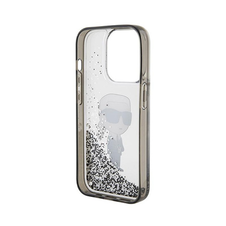 Karl Lagerfeld Liquid Glitter Ikonik - Coque pour iPhone 15 Pro (Transparent)