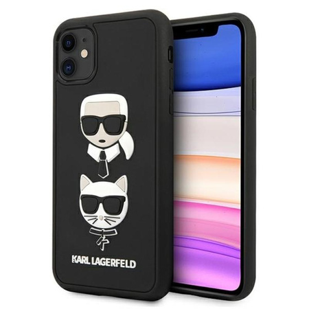 Karl Lagerfeld 3D Rubber Karl & Choupette Heads - Coque iPhone 11 (noir)