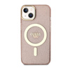 Guess Glitter Gold MagSafe - pouzdro pro iPhone 14 (růžové)