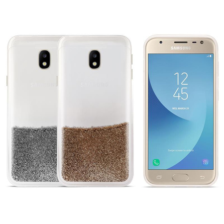 Housse PURO Sand - Étui Samsung Galaxy J3 (2017) (liquide & paillettes Argent)