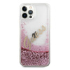 Guess Glitter Vintage Script - Etui iPhone 12 / iPhone 12 Pro (różowy)