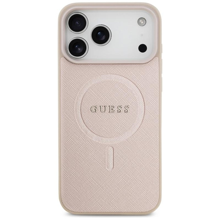Guess Saffiano Classic Logo MagSafe - Pouzdro iPhone 17 Pro Max (růžový)