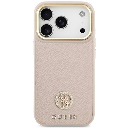 Guess Grained Strass Logo MagSafe - Hülle iPhone 17 Pro (rosa)