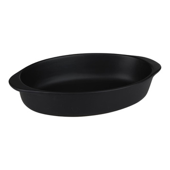 Alpina - Teglia da forno in ceramica, ovale, 27x17x5,3 cm (nero)
