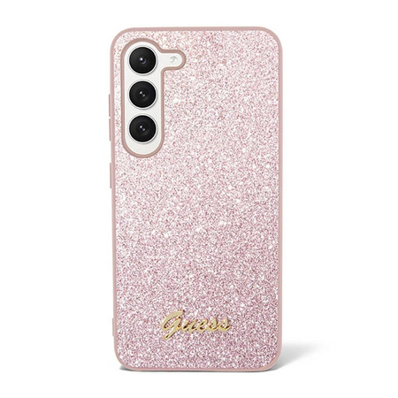 Guess Glitter Flakes Metal Logo Case - Etui Samsung Galaxy S23 (różowy)