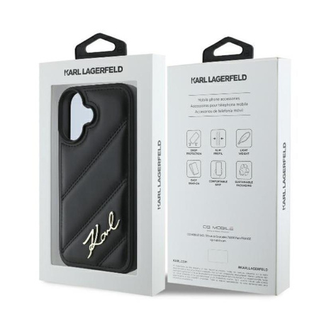 Karl Lagerfeld Quilted Signature - Coque pour iPhone 16 Plus (noir)