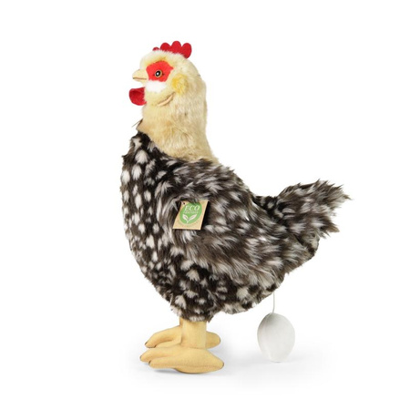 Rappa - Mascotte realistica in peluche Gallina con uovo in piedi 33 cm Eco-Friendly