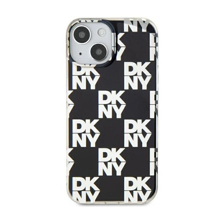 DKNY IML Checkered Mono Pattern - Coque pour iPhone 15 Plus / 14 Plus (noir)