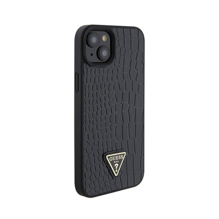 Guess Croco Triangle Metal Logo - Etui iPhone 15 (czarny)