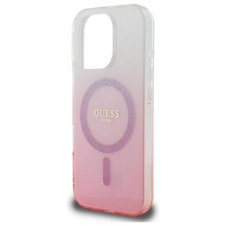 Guess IML Glitter Gradient MagSafe - Hülle iPhone 16 Pro (Rosa)