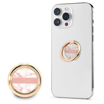Guess Ring Stand Marble - Magnetischer Fingerhalter für Handy (Pink)