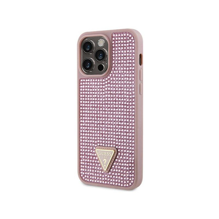 Guess Rhinestone Triangle - pouzdro pro iPhone 14 Pro Max (růžové)
