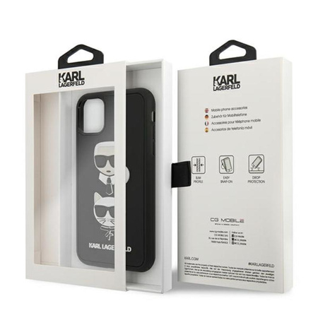 Karl Lagerfeld 3D Rubber Karl & Choupette Heads - Coque iPhone 11 (noir)