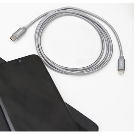Kanex DuraBraid - USB-C (Power Delivery) - Lightning csatlakozókábel MFi tanúsítvánnyal 1,2 m (Ezüst)
