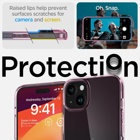 Spigen Liquid Crystal Glitter - tok iPhone 15 készülékhez (rózsaszín)