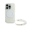 Guess IML Flowers Allover Electro With Pearl Strap MagSafe - pouzdro pro iPhone 16 Pro (bílé)