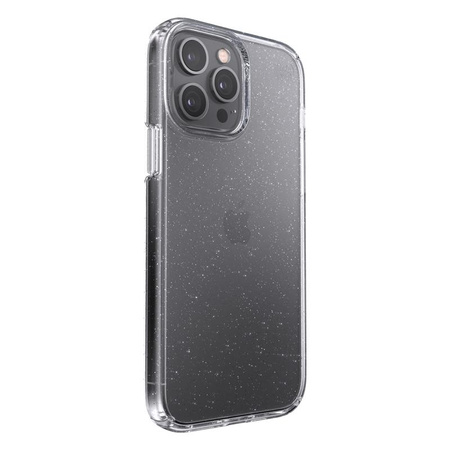 Speck Presidio Perfect-Clear avec paillettes - Coque pour iPhone 13 Pro Max / iPhone 12 Pro Max avec revêtement MICROBAN (transparent/paillettes platine)