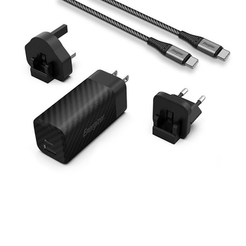 Energizer Ultimate - Multiplug EU / UK / US GaN USB-C & USB-A 90W PD Charger + USB-C Cable (Black)